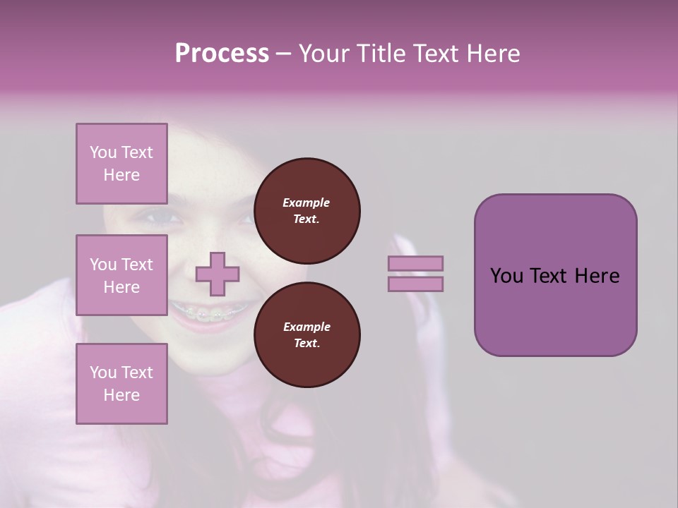 Beautiful Brunette Girl With Long Hair And Braces PowerPoint Template