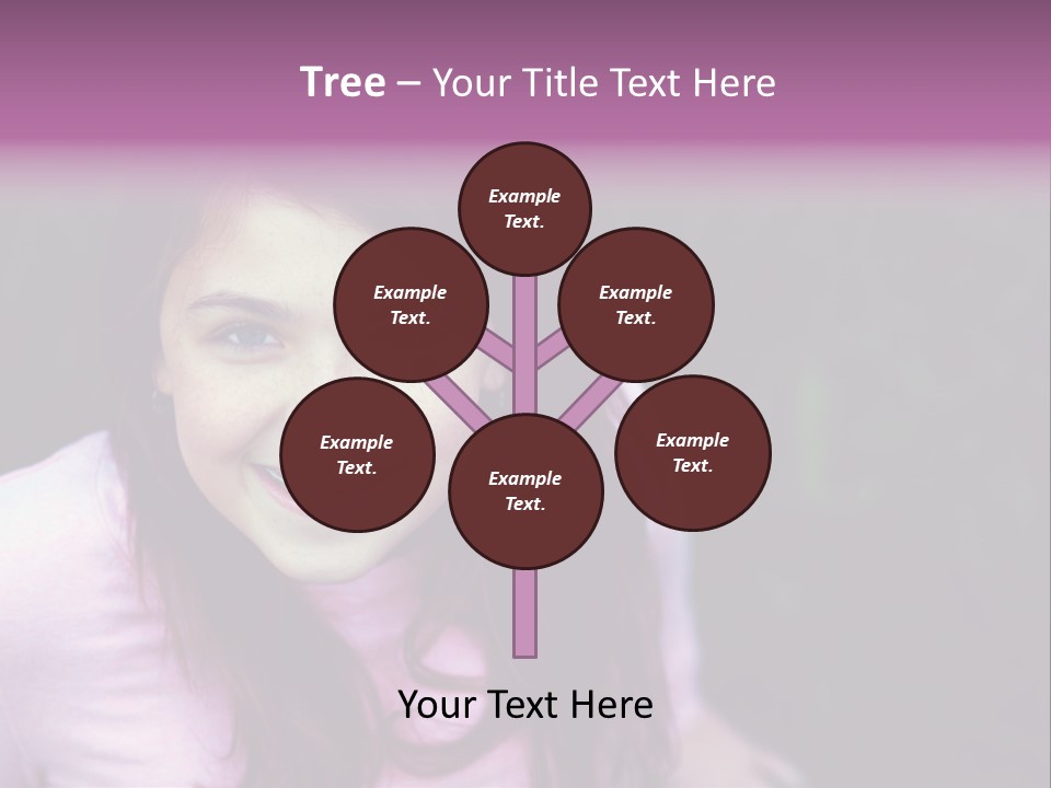 Beautiful Brunette Girl With Long Hair And Braces PowerPoint Template