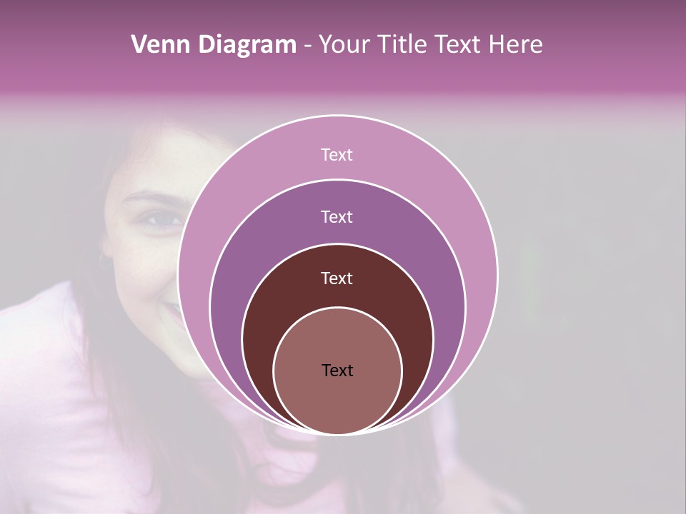 Beautiful Brunette Girl With Long Hair And Braces PowerPoint Template