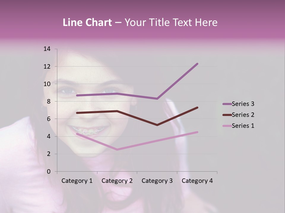 Beautiful Brunette Girl With Long Hair And Braces PowerPoint Template