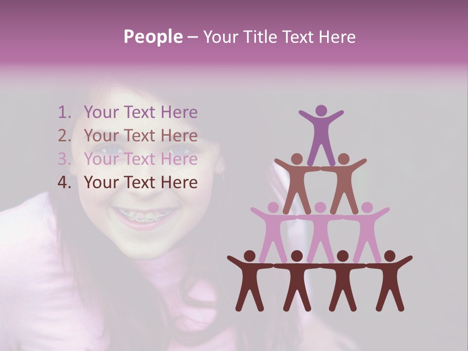 Beautiful Brunette Girl With Long Hair And Braces PowerPoint Template