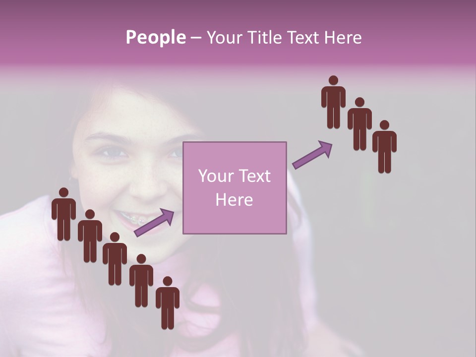 Beautiful Brunette Girl With Long Hair And Braces PowerPoint Template