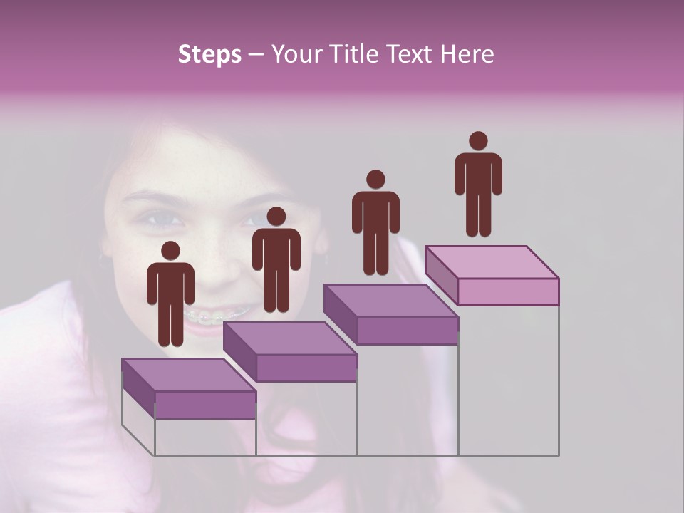 Beautiful Brunette Girl With Long Hair And Braces PowerPoint Template