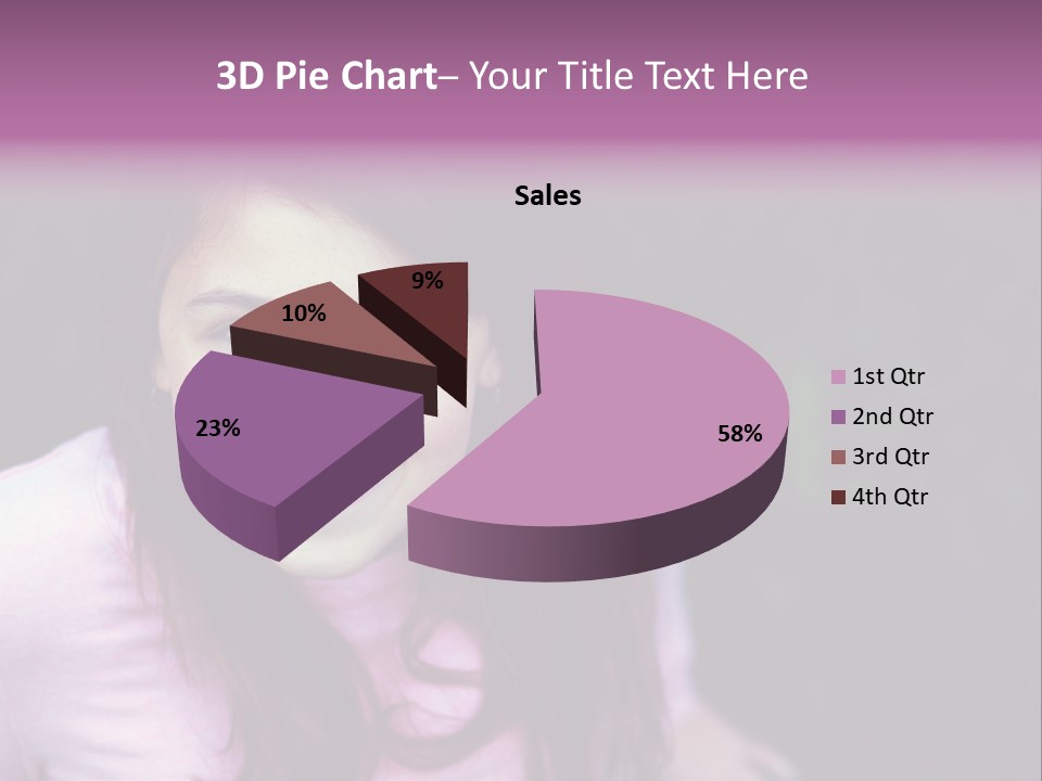 Beautiful Brunette Girl With Long Hair And Braces PowerPoint Template