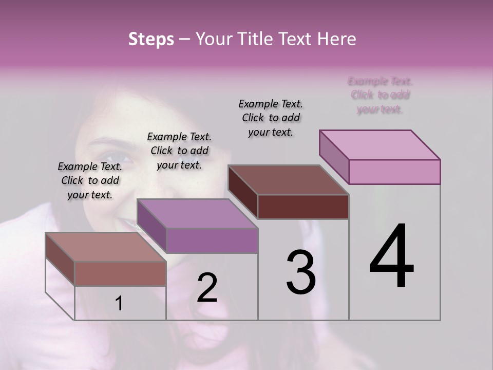 Beautiful Brunette Girl With Long Hair And Braces PowerPoint Template