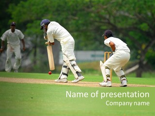 A Cricket Batsman Ready To Bat. PowerPoint Template