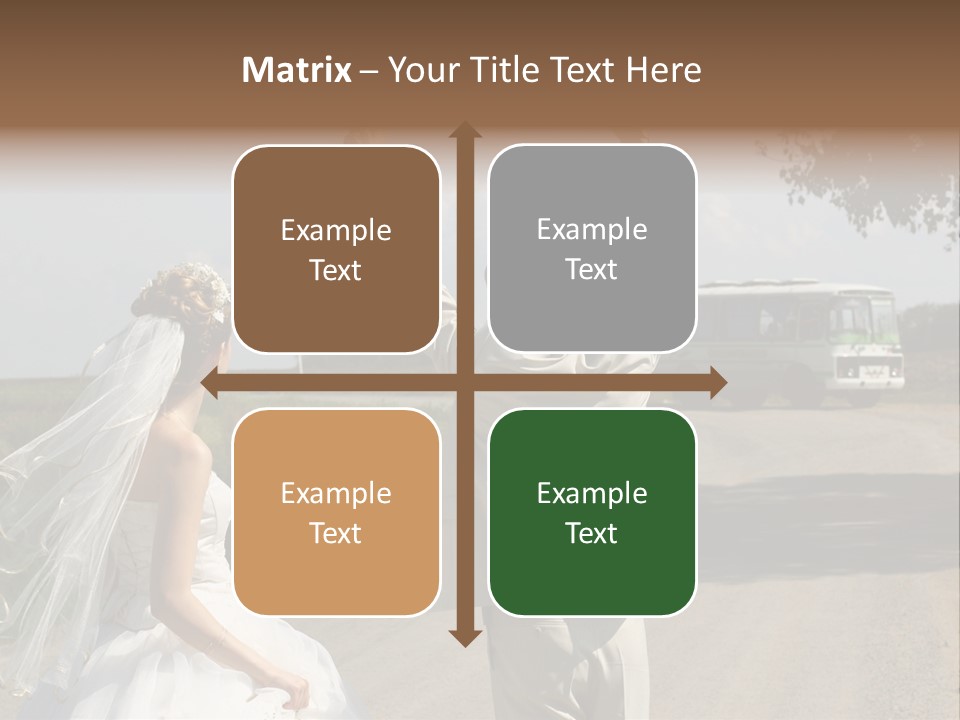 Just Married Couple Hitchhiking In A Field. PowerPoint Template