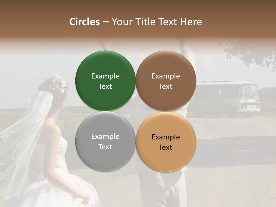 Just Married Couple Hitchhiking In A Field. PowerPoint Template