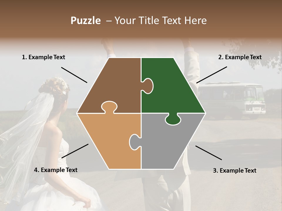 Just Married Couple Hitchhiking In A Field. PowerPoint Template