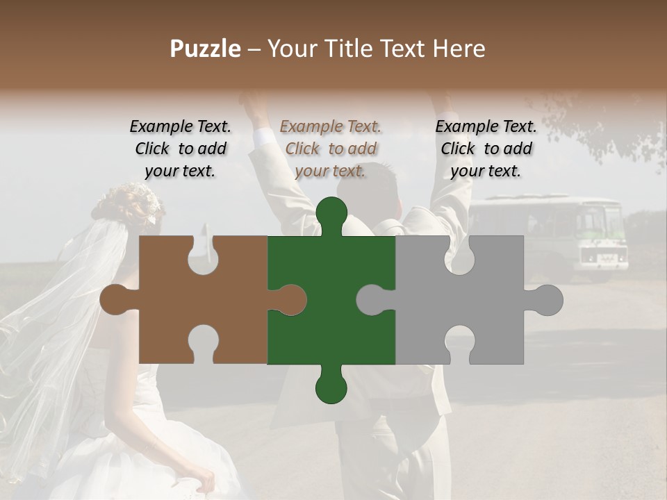 Just Married Couple Hitchhiking In A Field. PowerPoint Template