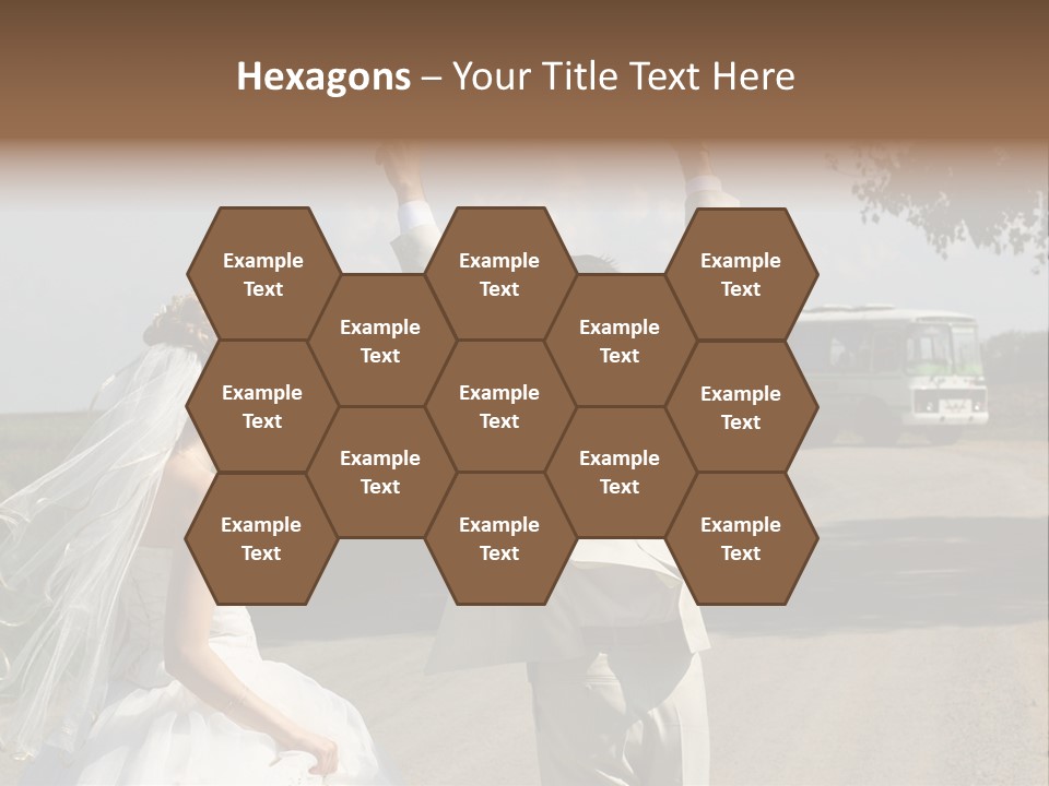 Just Married Couple Hitchhiking In A Field. PowerPoint Template