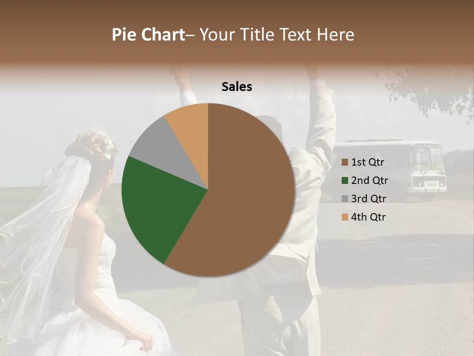 Just Married Couple Hitchhiking In A Field. PowerPoint Template