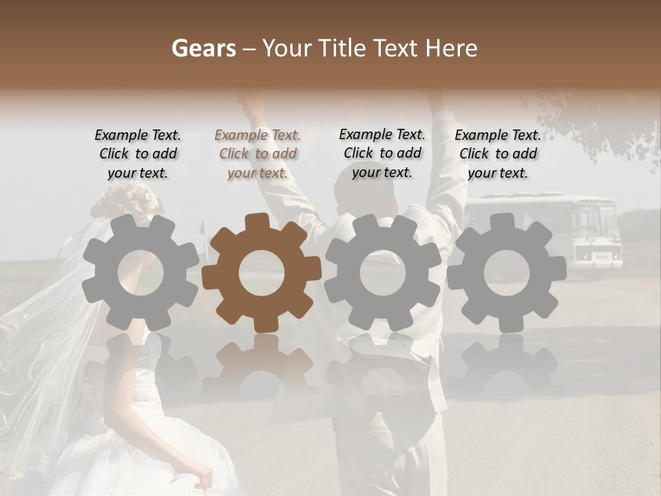 Just Married Couple Hitchhiking In A Field. PowerPoint Template