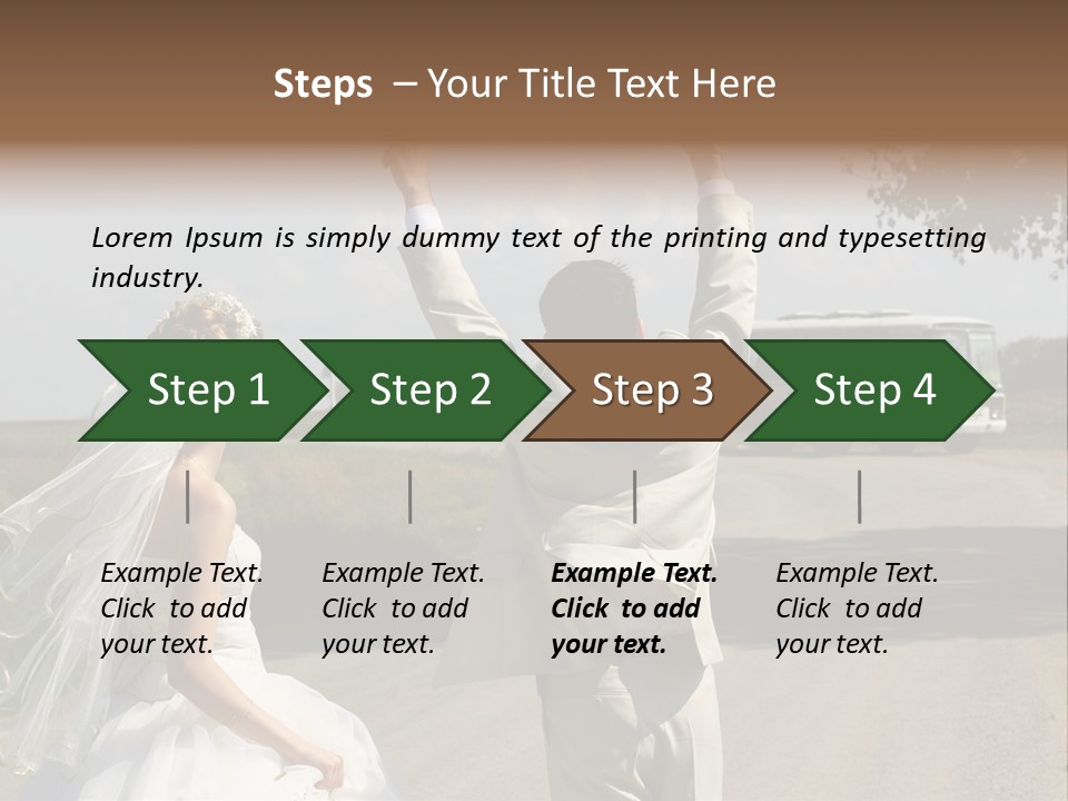 Just Married Couple Hitchhiking In A Field. PowerPoint Template