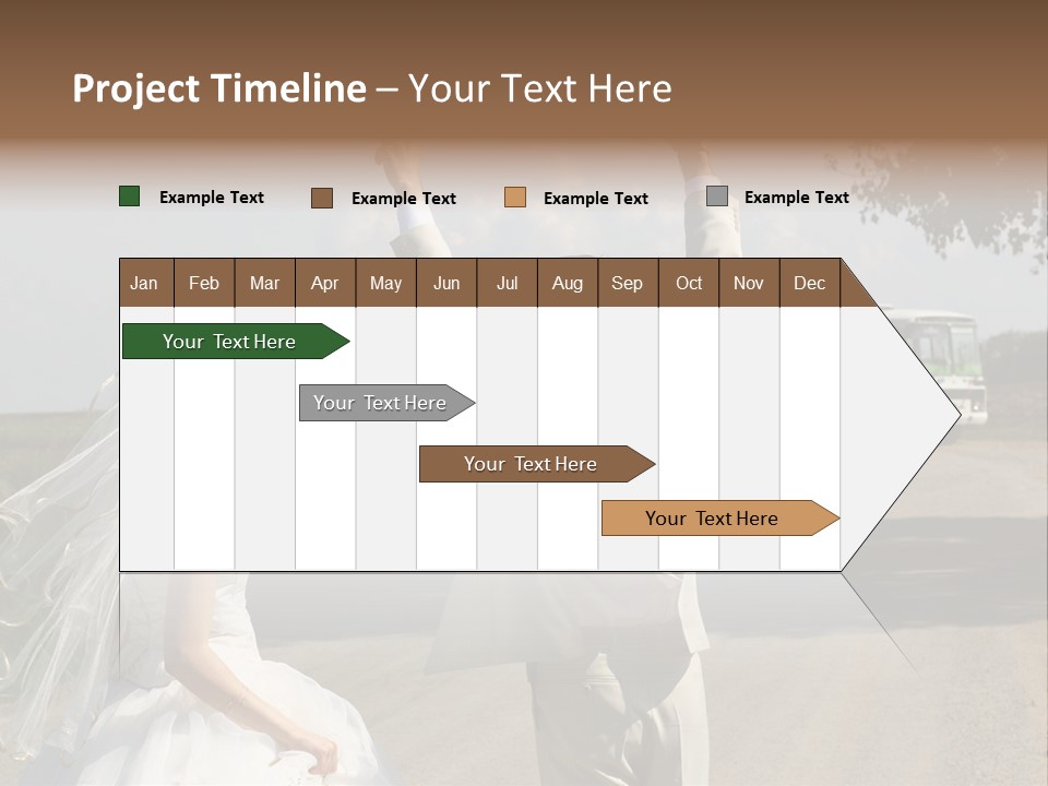 Just Married Couple Hitchhiking In A Field. PowerPoint Template