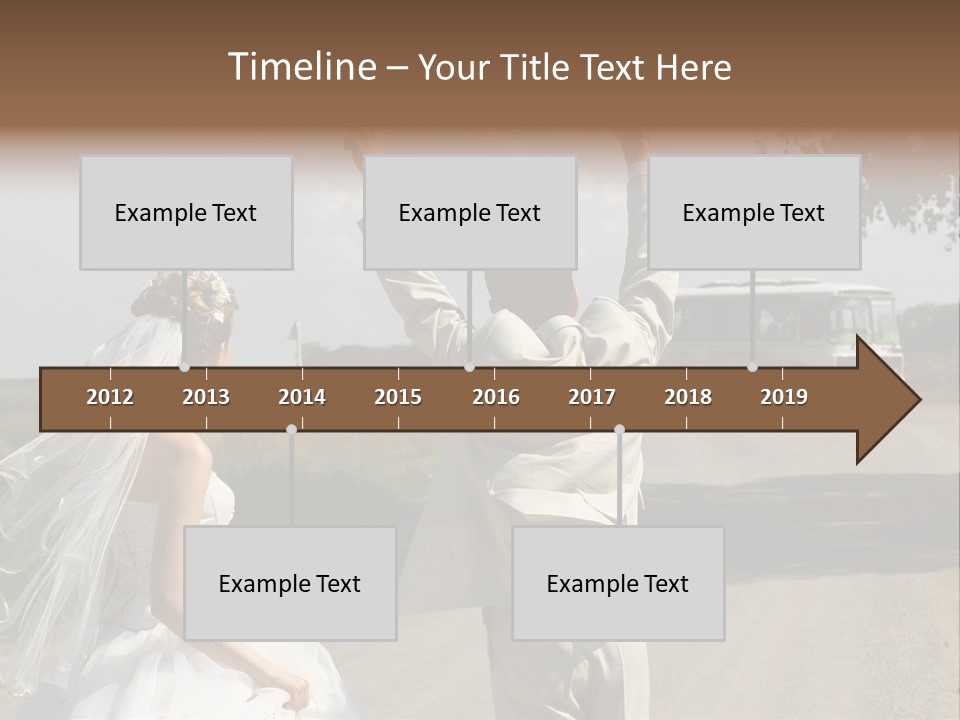 Just Married Couple Hitchhiking In A Field. PowerPoint Template
