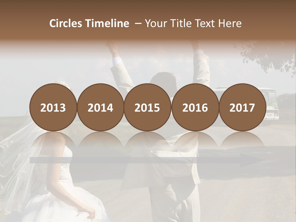 Just Married Couple Hitchhiking In A Field. PowerPoint Template