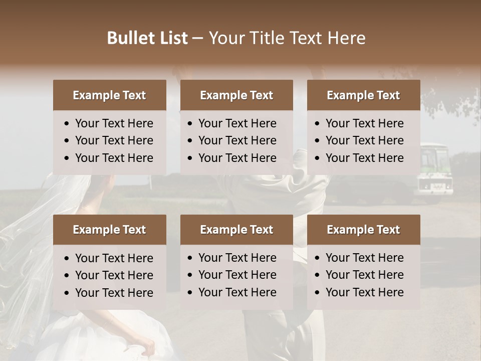 Just Married Couple Hitchhiking In A Field. PowerPoint Template