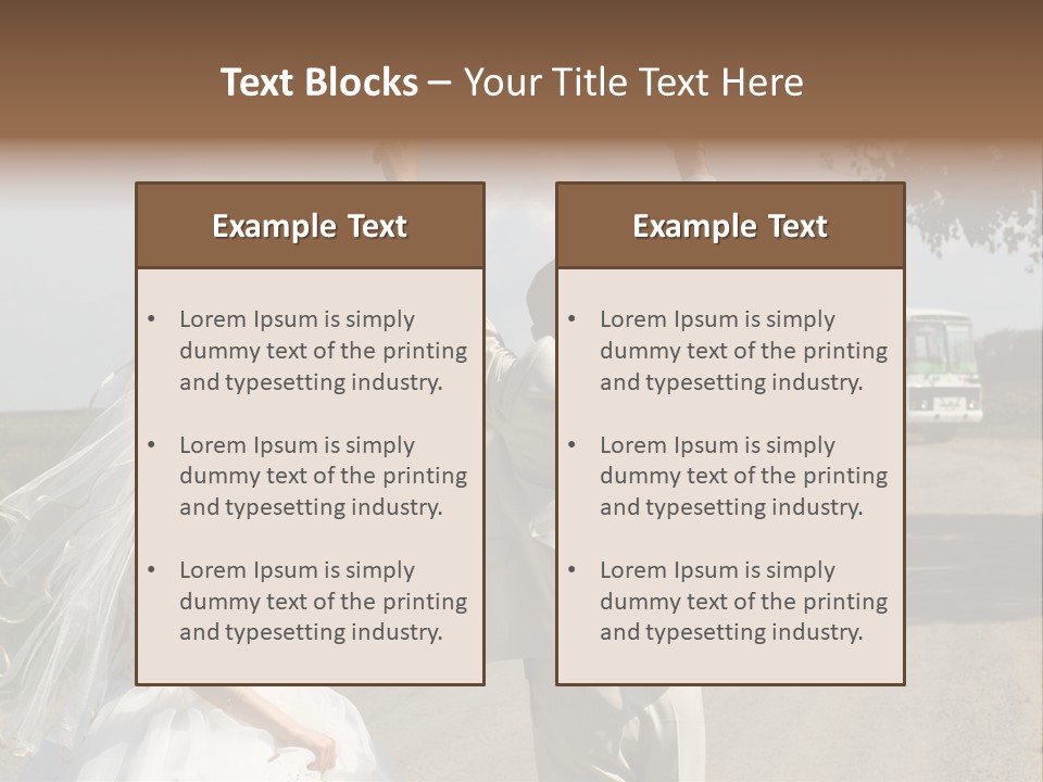 Just Married Couple Hitchhiking In A Field. PowerPoint Template