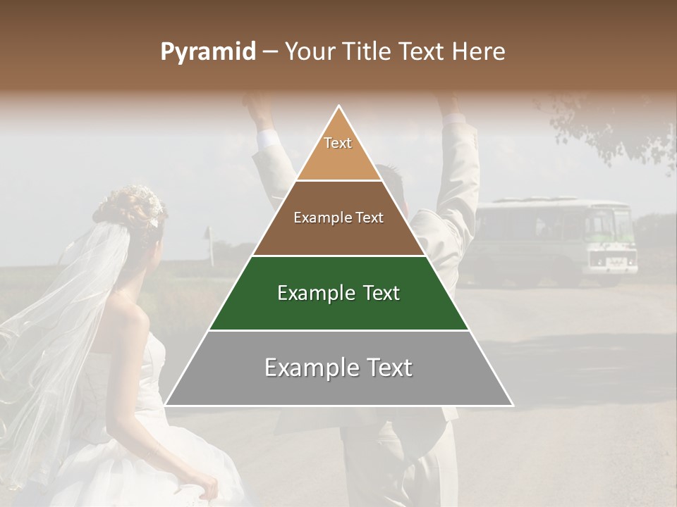 Just Married Couple Hitchhiking In A Field. PowerPoint Template