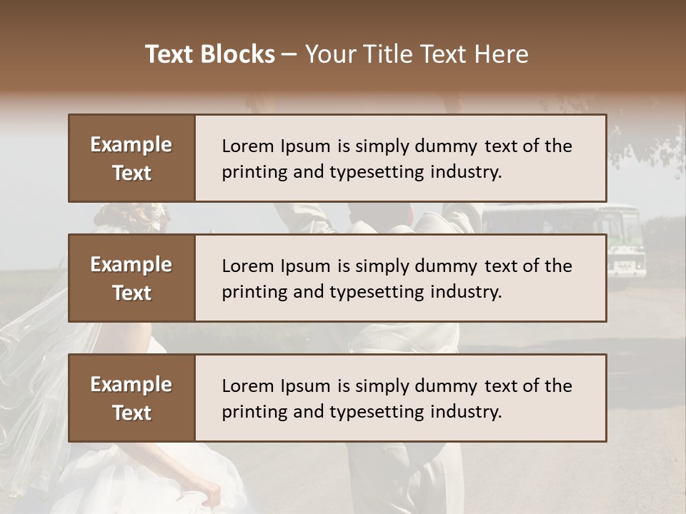 Just Married Couple Hitchhiking In A Field. PowerPoint Template