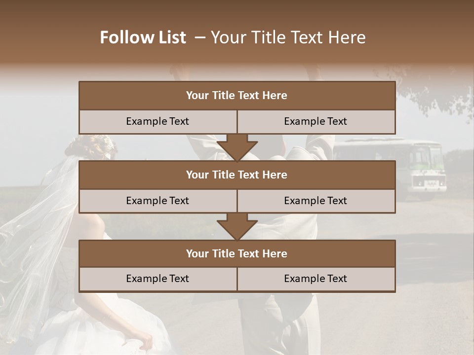 Just Married Couple Hitchhiking In A Field. PowerPoint Template