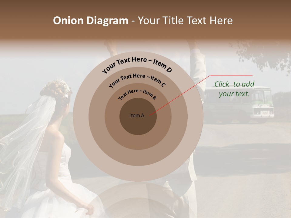 Just Married Couple Hitchhiking In A Field. PowerPoint Template