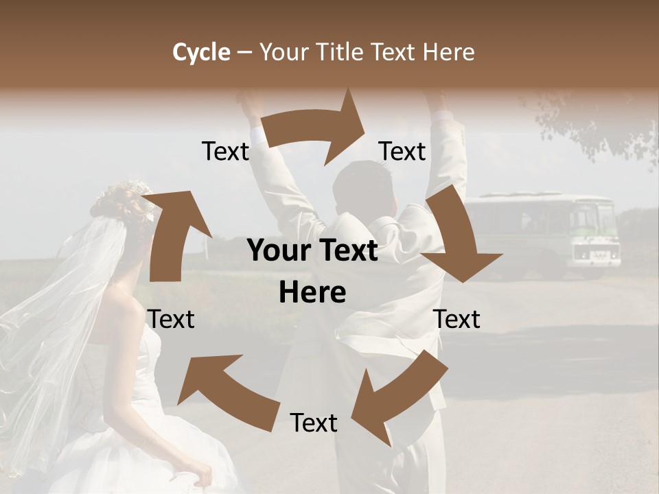 Just Married Couple Hitchhiking In A Field. PowerPoint Template