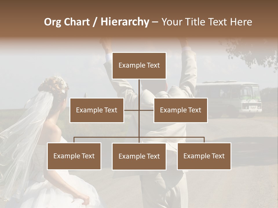 Just Married Couple Hitchhiking In A Field. PowerPoint Template