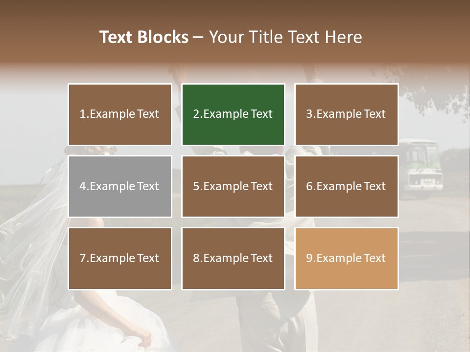 Just Married Couple Hitchhiking In A Field. PowerPoint Template