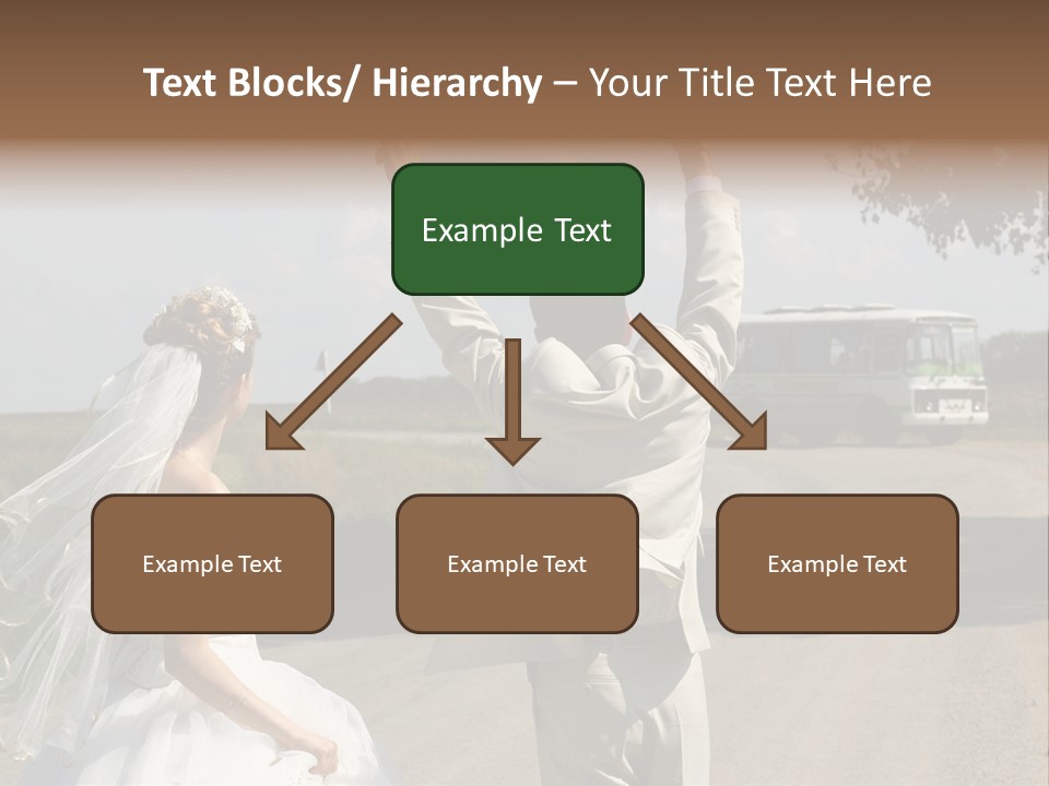 Just Married Couple Hitchhiking In A Field. PowerPoint Template