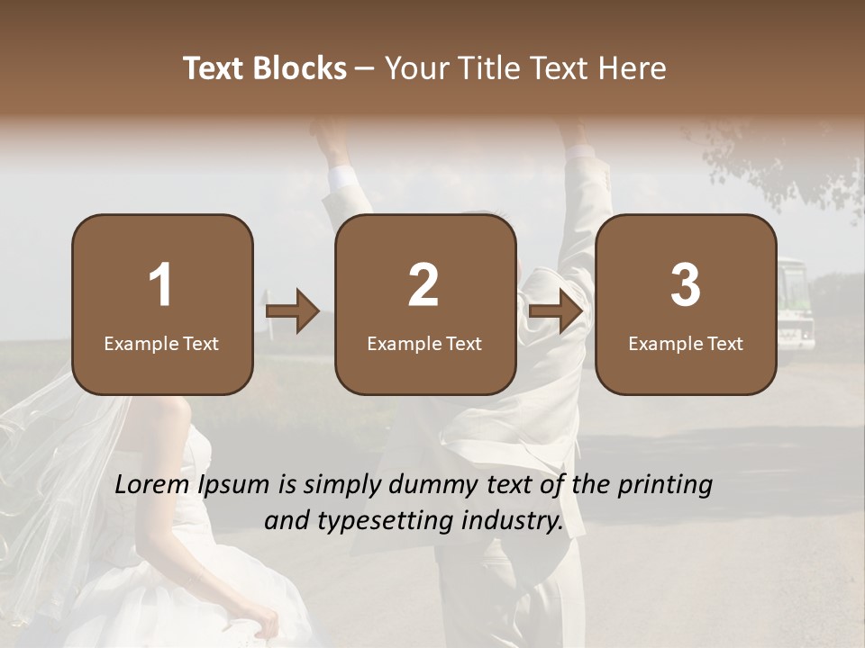 Just Married Couple Hitchhiking In A Field. PowerPoint Template