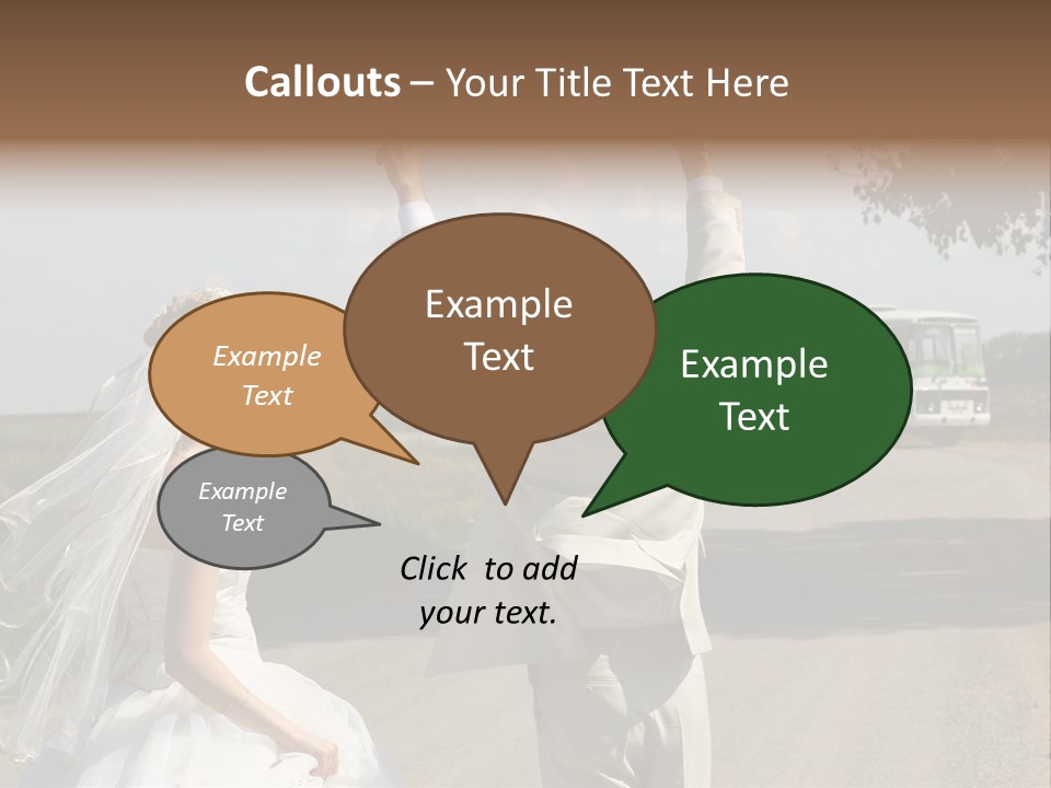 Just Married Couple Hitchhiking In A Field. PowerPoint Template