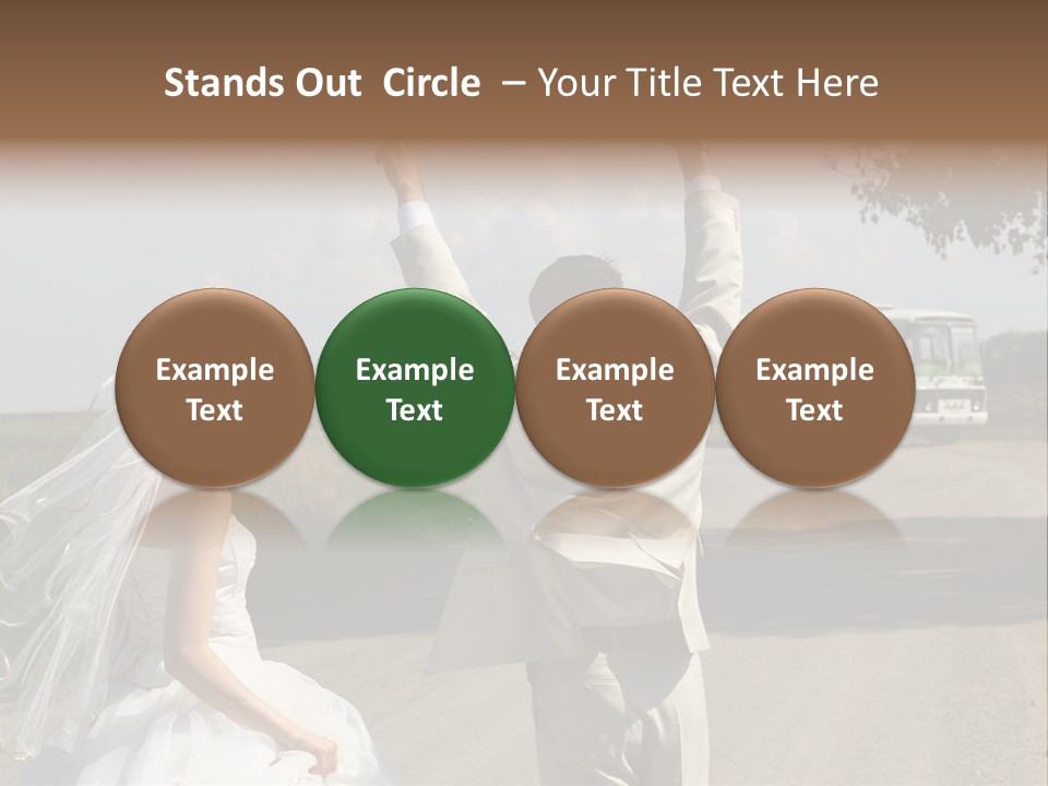 Just Married Couple Hitchhiking In A Field. PowerPoint Template