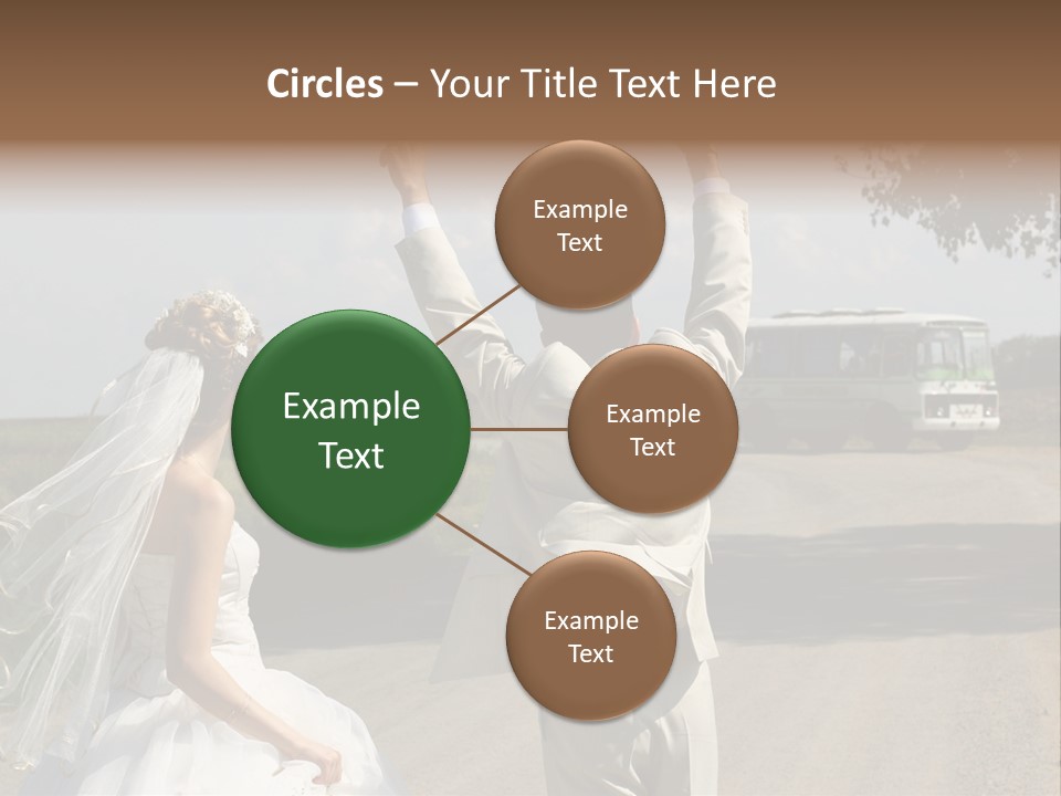 Just Married Couple Hitchhiking In A Field. PowerPoint Template