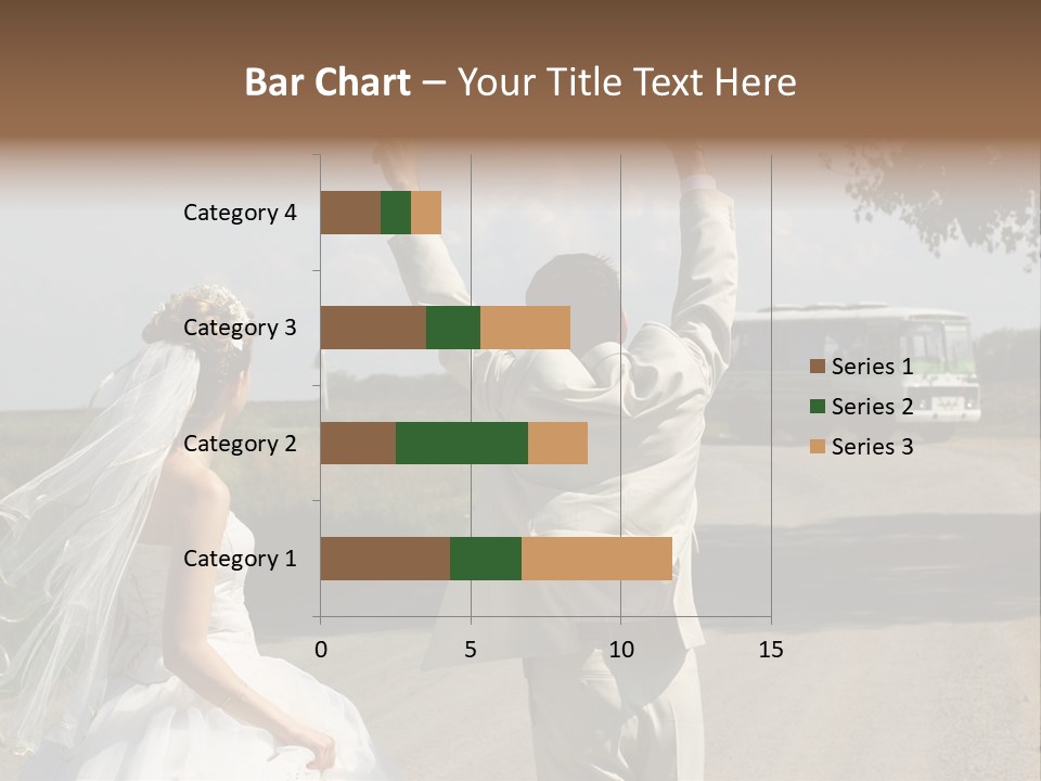 Just Married Couple Hitchhiking In A Field. PowerPoint Template