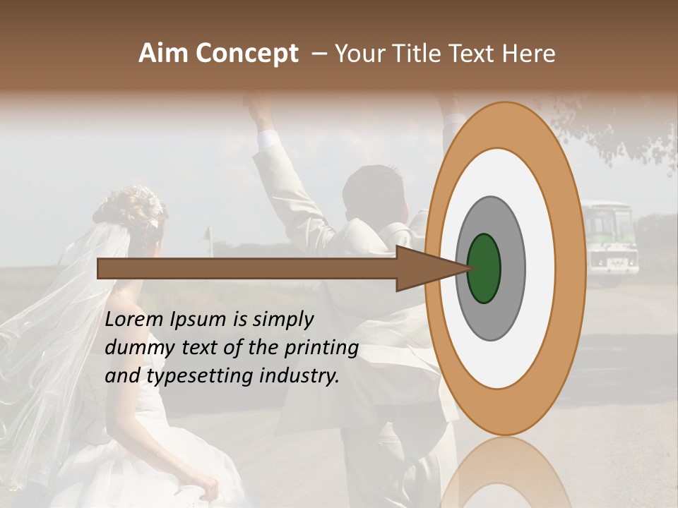 Just Married Couple Hitchhiking In A Field. PowerPoint Template