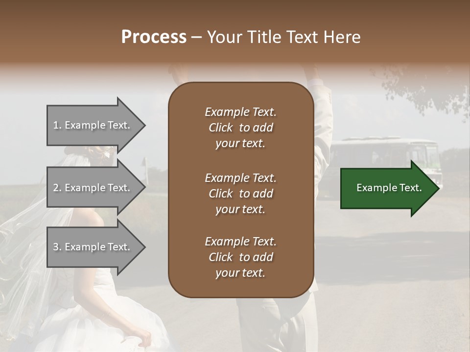 Just Married Couple Hitchhiking In A Field. PowerPoint Template