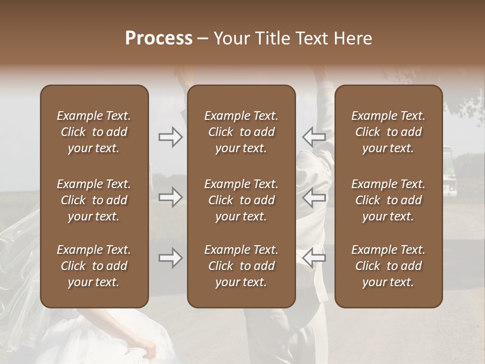 Just Married Couple Hitchhiking In A Field. PowerPoint Template