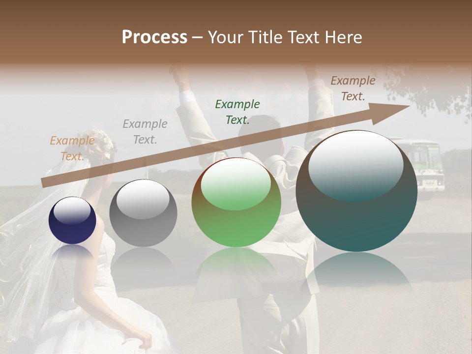 Just Married Couple Hitchhiking In A Field. PowerPoint Template