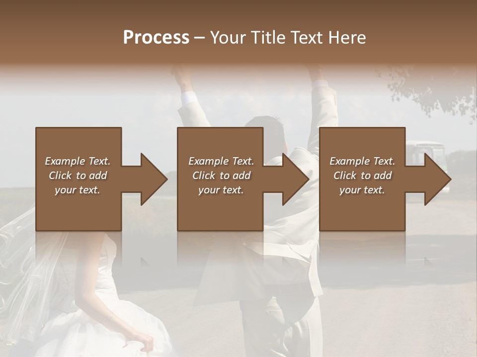 Just Married Couple Hitchhiking In A Field. PowerPoint Template