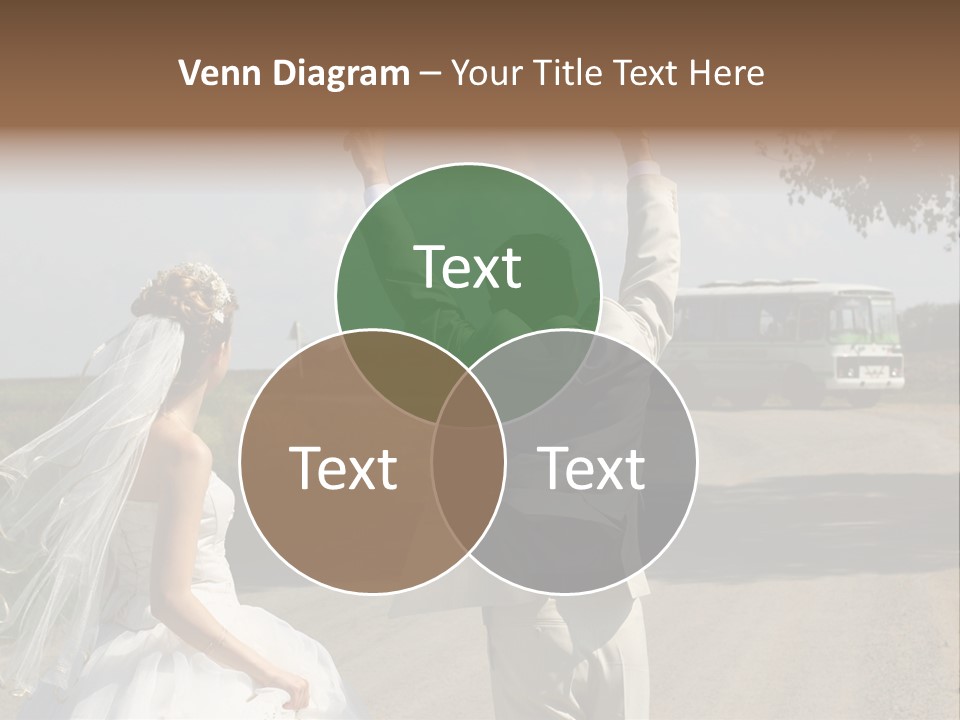 Just Married Couple Hitchhiking In A Field. PowerPoint Template