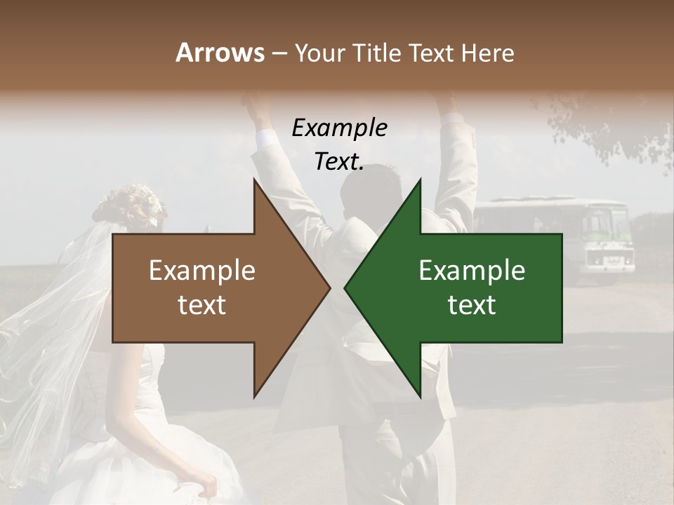 Just Married Couple Hitchhiking In A Field. PowerPoint Template