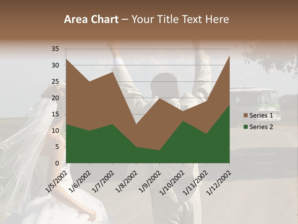 Just Married Couple Hitchhiking In A Field. PowerPoint Template