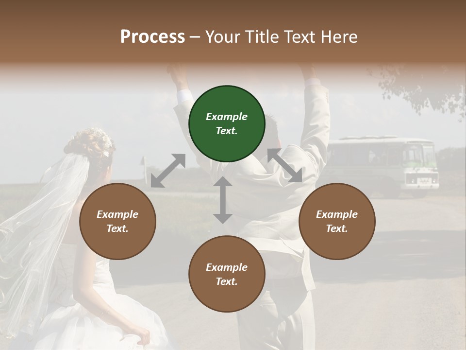 Just Married Couple Hitchhiking In A Field. PowerPoint Template