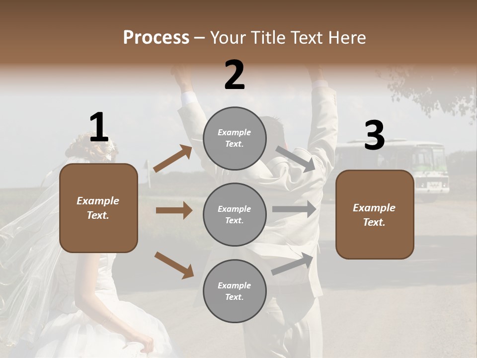 Just Married Couple Hitchhiking In A Field. PowerPoint Template