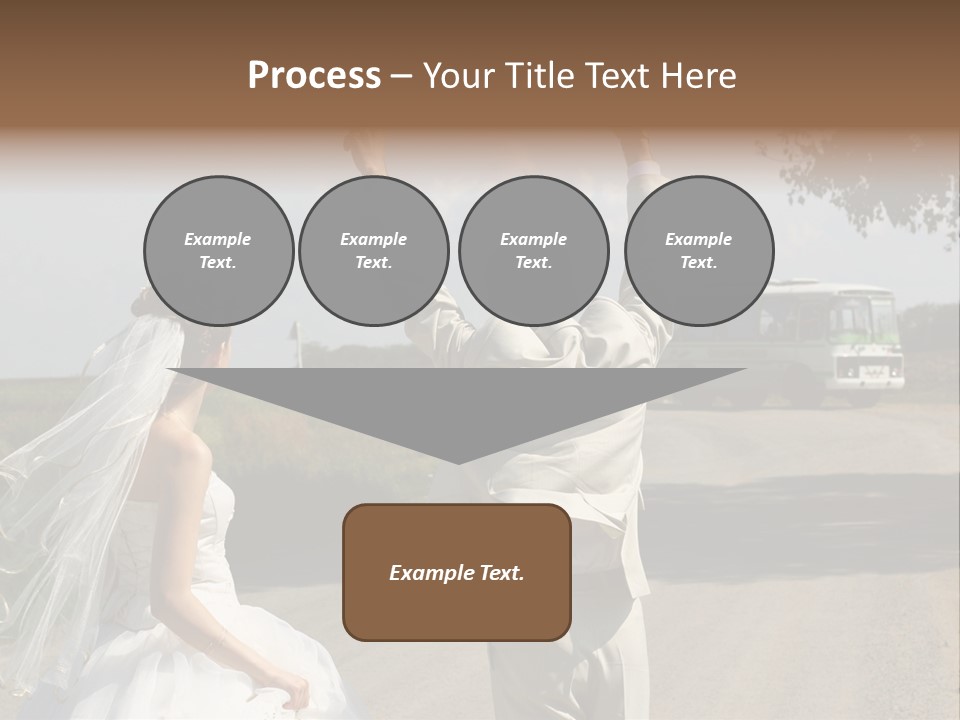 Just Married Couple Hitchhiking In A Field. PowerPoint Template