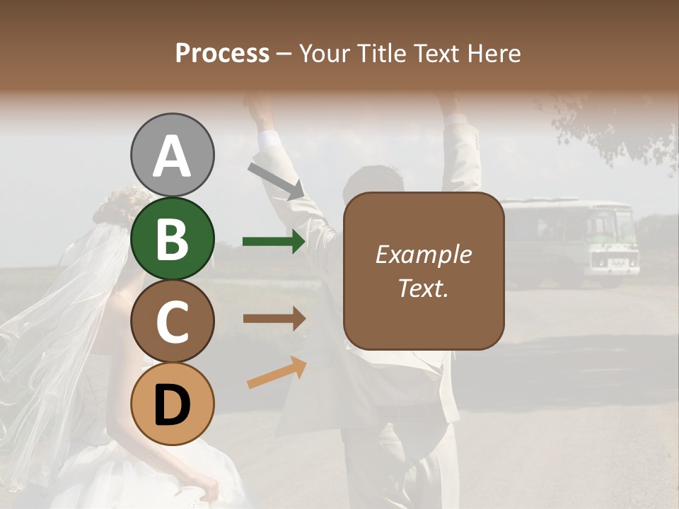 Just Married Couple Hitchhiking In A Field. PowerPoint Template