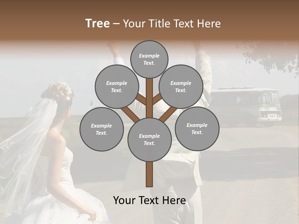 Just Married Couple Hitchhiking In A Field. PowerPoint Template