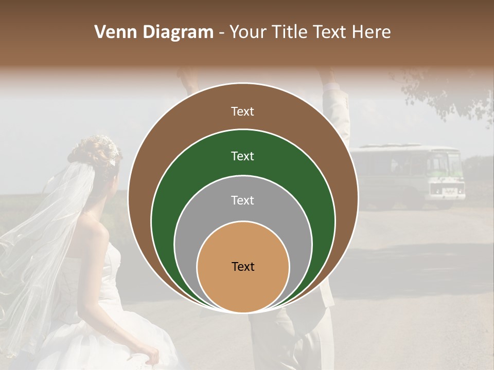 Just Married Couple Hitchhiking In A Field. PowerPoint Template